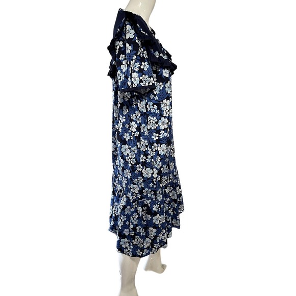 Jane M Honolulu Vintage Ruffle Collar Shift Dress Tropical Prairie Sun Size 14 - Picture 9 of 16